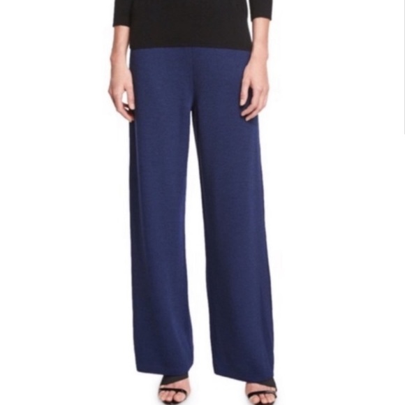 ✨ St. John Blue Knit Wide Leg Pull On Pants - Picture 1 of 4
